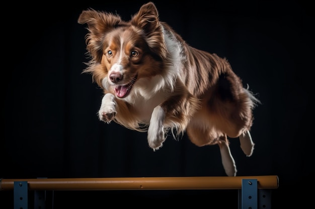 actividad de agilidad del perro en el interior del entrenamiento