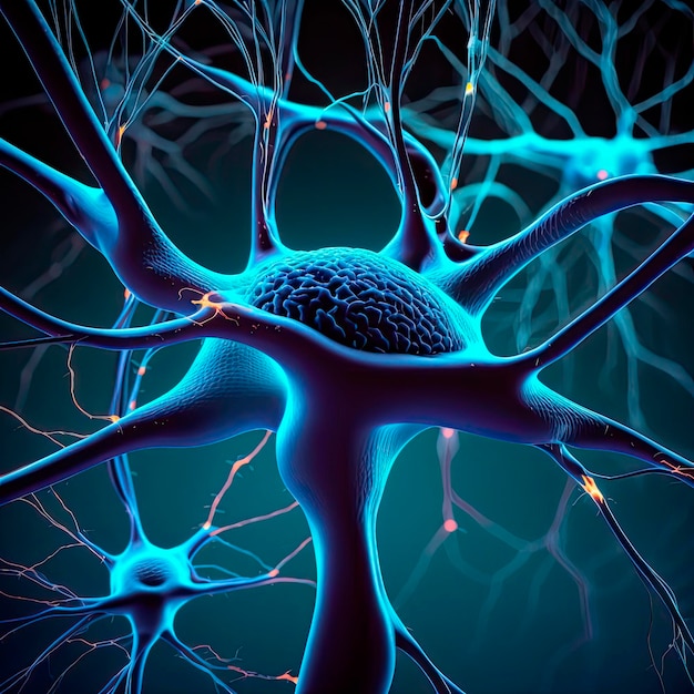 Foto actividad neuronal en el cerebro creado con herramientas de generación de ia