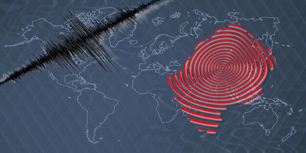 Foto actividad sísmica mapa del terremoto de lesotho