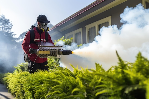 Actividades de control de plagas mediante nebulización de fotografía profesional.