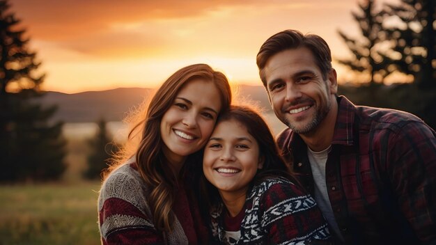 Actividades familiares juntas papel tapiz con puesta de sol y naturaleza tiempo de vinculación familiar con fondo de puesta de sol