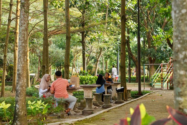 actividades de los pueblos en el parque la atmósfera de la tarde en