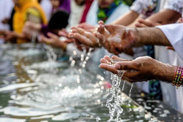 Foto actividades tradicionales de eid como bañarse, caridad, ropa nueva y oraciones matutinas