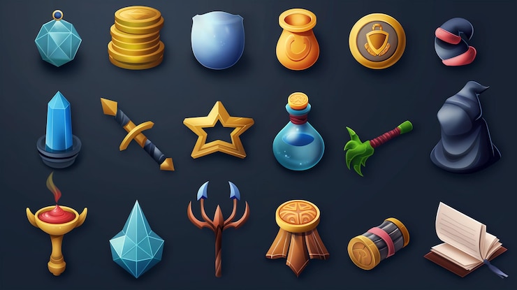 Foto activo del icono del juego de tragamonedas juego de video móvil ilustración