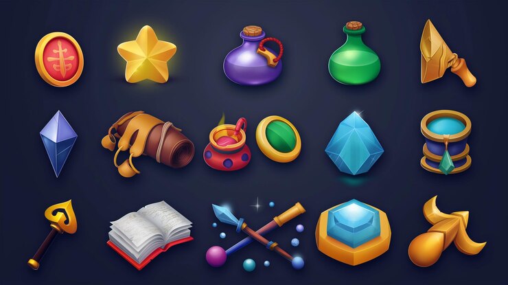 Foto activo del icono del juego de tragamonedas juego de video móvil ilustración