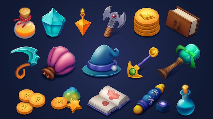 Foto activo del icono del juego de tragamonedas juego de video móvil ilustración