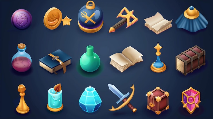 Foto activo del icono del juego de tragamonedas juego de video móvil ilustración