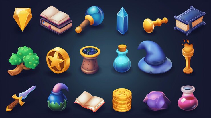 Foto activo del icono del juego de tragamonedas juego de video móvil ilustración
