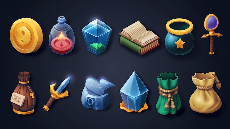 Foto activo del icono del juego de tragamonedas juego de video móvil ilustración