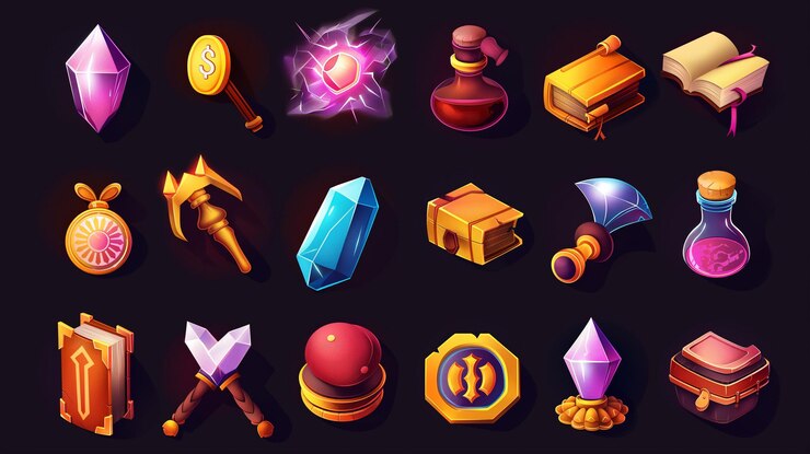 Foto activo del icono del juego de tragamonedas juego de video móvil ilustración