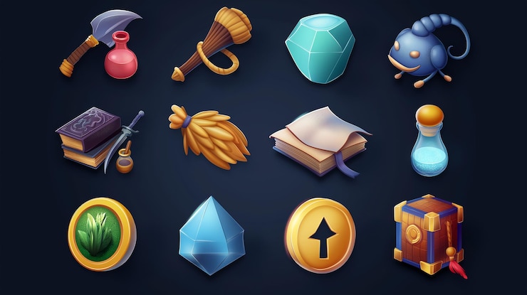 Foto activo del icono del juego de tragamonedas juego de video móvil ilustración