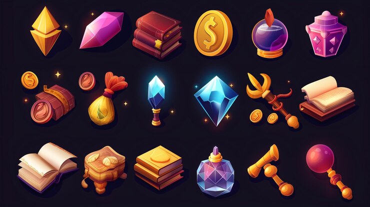 Foto activo del icono del juego de tragamonedas juego de video móvil ilustración