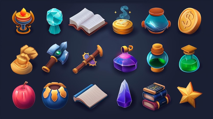 Foto activo del icono del juego de tragamonedas juego de video móvil ilustración