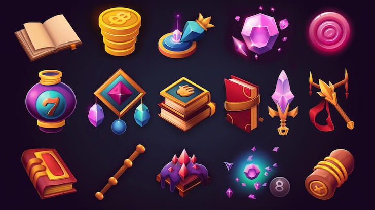 Foto activo del icono del juego de tragamonedas juego de video móvil ilustración