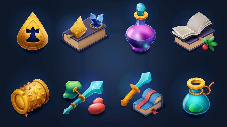 Foto activo del icono del juego de tragamonedas juego de video móvil ilustración