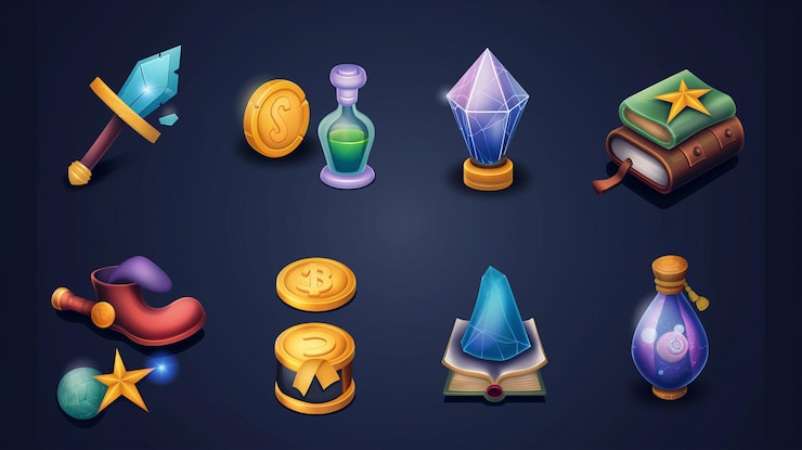 Foto activo del icono del juego de tragamonedas juego de video móvil ilustración
