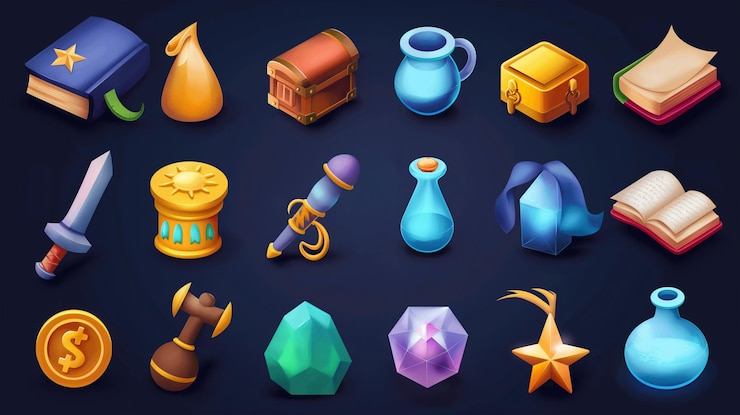 Foto activo del icono del juego de tragamonedas juego de video móvil ilustración