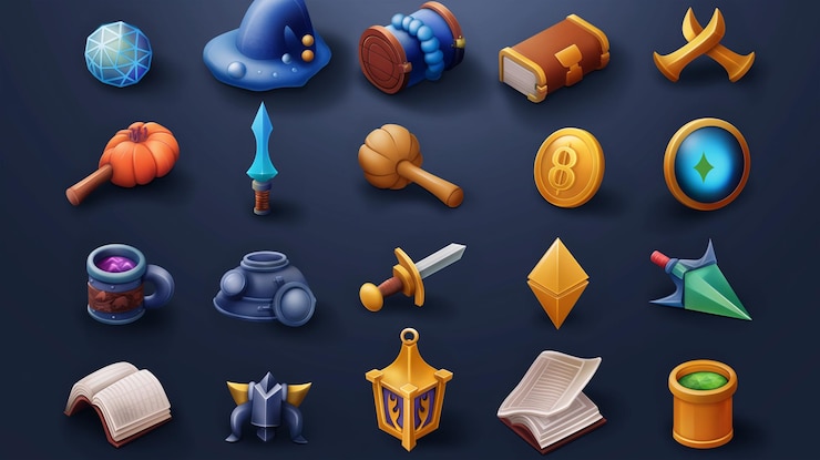 Foto activo del icono del juego de tragamonedas juego de video móvil ilustración