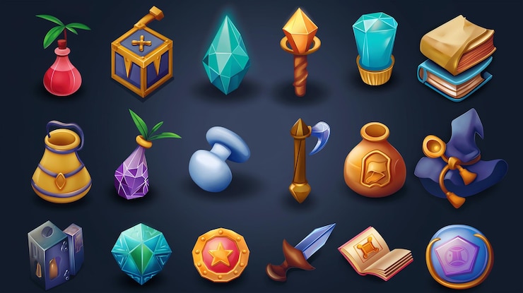 Foto activo del icono del juego de tragamonedas juego de video móvil ilustración