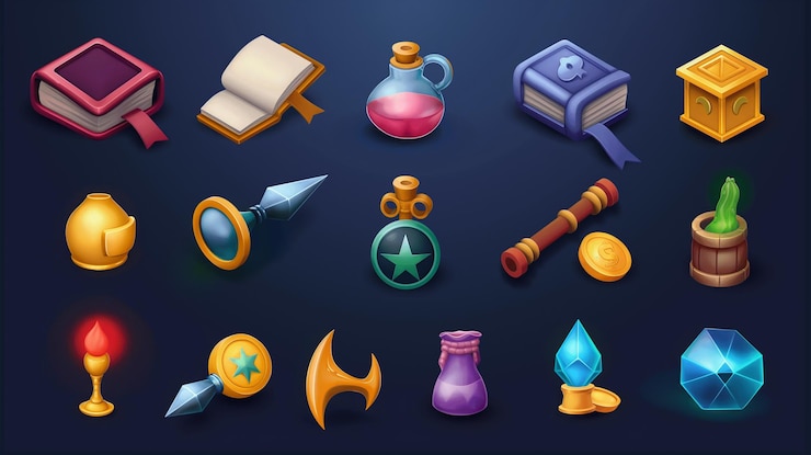 Foto activo del icono del juego de tragamonedas juego de video móvil ilustración