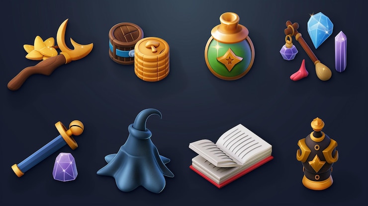 Foto activo del icono del juego de tragamonedas juego de video móvil ilustración