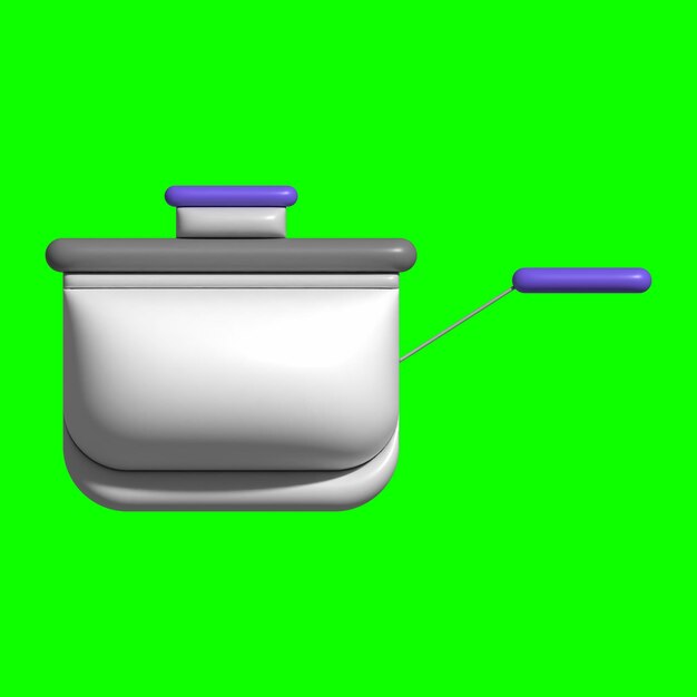 Foto activos de elementos de juego de cocina 3d con fondo de pantalla verde