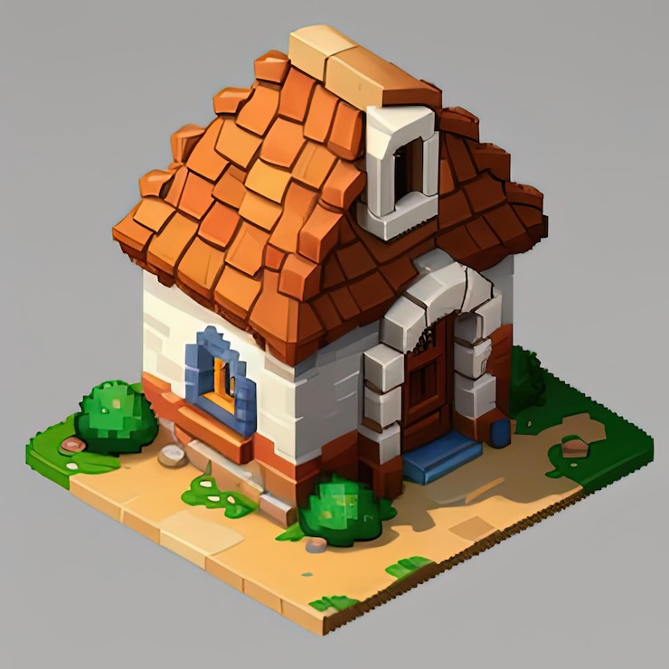 Foto activos estilizados de cabañas y casas para entornos de juego