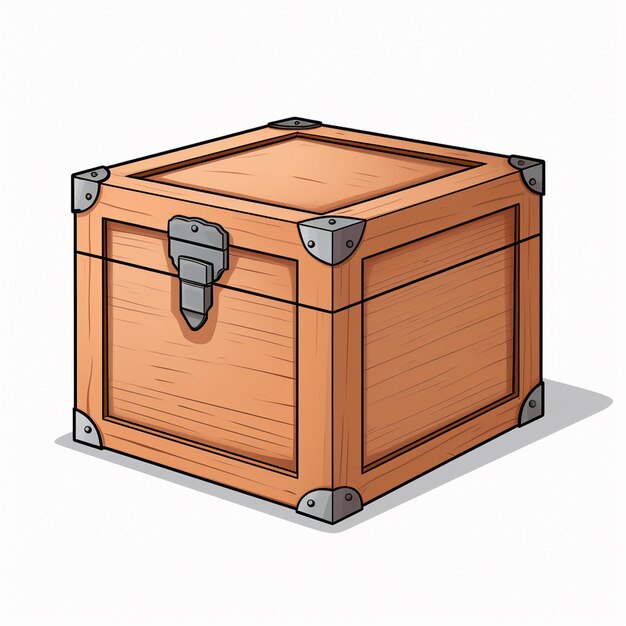 Foto los activos del juego crean una caja de madera y metal.