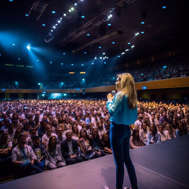 Una actuación cautivadora La bomba rubia se roba el centro de atención en la conferencia