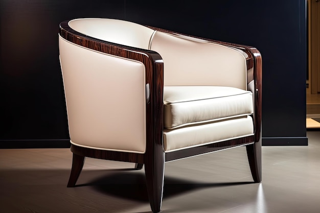 Actualización moderna del sillón art deco con líneas elegantes y tapicería de cuero.