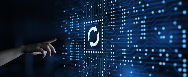 Actualización de software programa de computadora actualización de tecnología de negocios concepto de internet