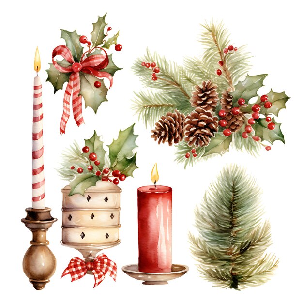 Acuarela_a_Acuarela_Navidad_Clipart_Tema de Navidad_Decoración_Chr_creativa_linda_decoración_