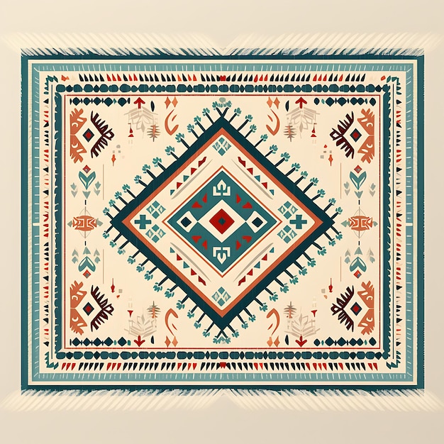 Acuarela de alfombra Kilim libanesa Motivos abstractos Patrón de camiseta de imágenes prediseñadas L horizontal y vertical
