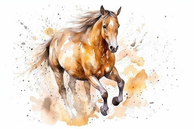 Acuarela Aquarelle Pintura Caballo Belleza ecuestre Diseño artístico AI generativa