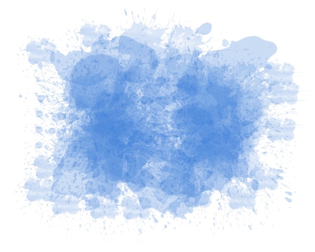 Acuarela azul sobre fondo blanco El color que salpica en el papel