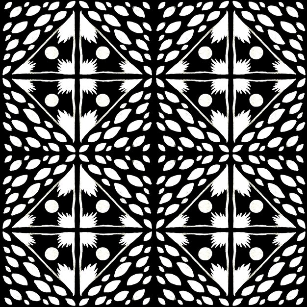 Acuarela de azulejo de patrones sin fisuras. Azulejos de cerámica portuguesa tradicional. Fondo abstracto dibujado a mano. Obras de arte en acuarela para textiles, papel tapiz, impresión, diseño de trajes de baño. Patrón de azulejo negro.