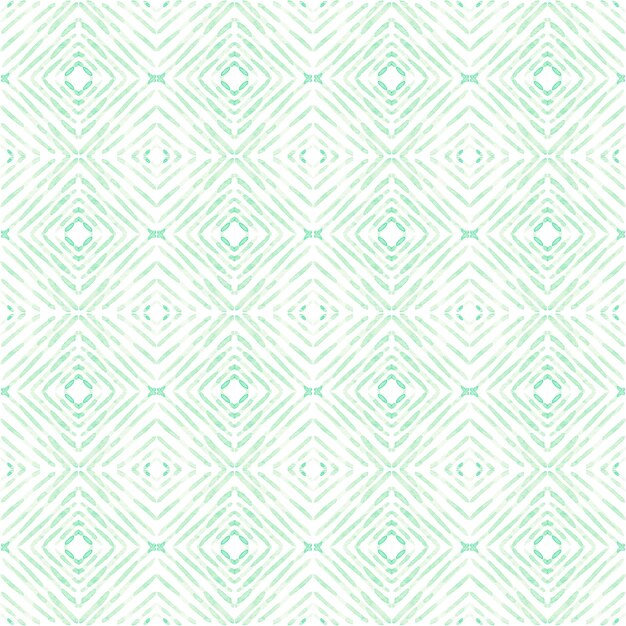 Acuarela de azulejo de patrones sin fisuras. Azulejos de cerámica portuguesa tradicional. Fondo abstracto dibujado a mano. Obras de arte en acuarela para textiles, papel tapiz, impresión, diseño de trajes de baño. Patrón de azulejo verde.