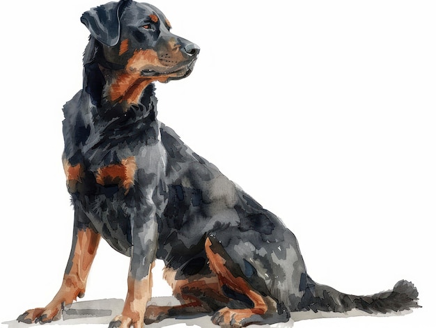 Foto acuarela de beauceron aislada sobre un fondo blanco