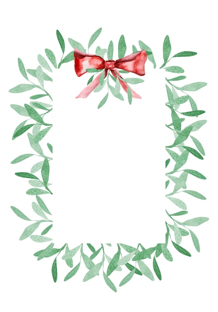 Acuarela en blanco para una postal navideña de muérdago