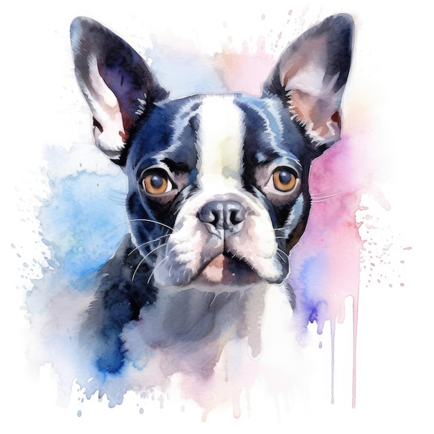 Acuarela de boston terrier