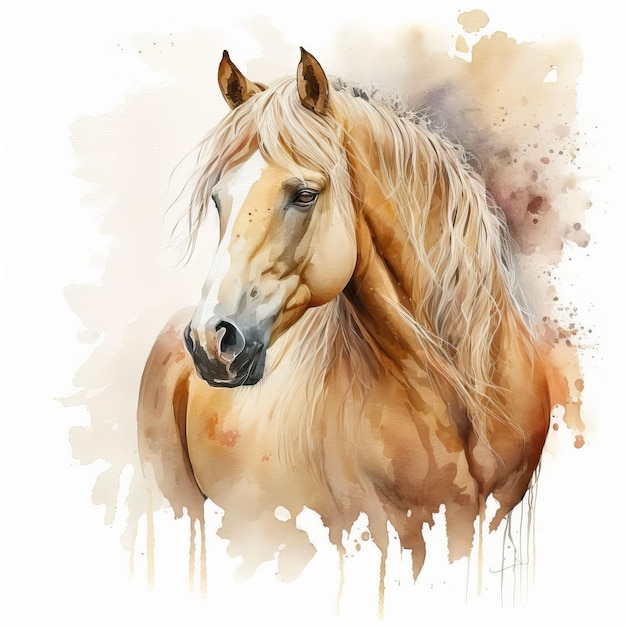 Acuarela Caballo Animal Haflinger