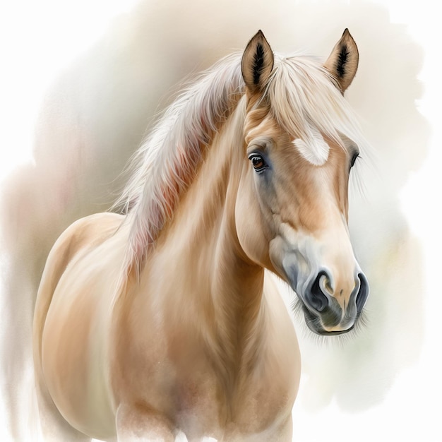 Acuarela Caballo Animal Haflinger