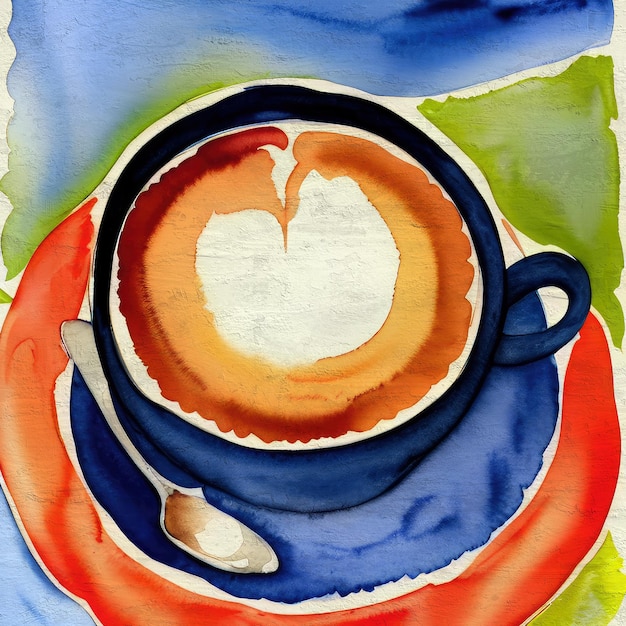 Foto acuarela café pintura ilustración artística alimentos y bebidas