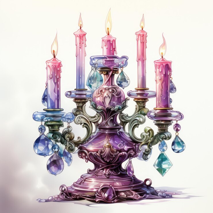 Acuarela Candelabra clippart Ilustración generativa Ai
