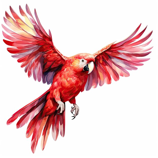 Foto acuarela clipart de loro rojo