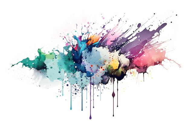 Acuarela de color abstracto sobre un fondo blanco Mancha de pintura El color se absorbe en el papel