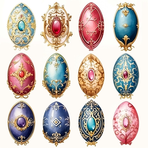 Acuarela de color dibujado a mano huevos de Pascua aislados