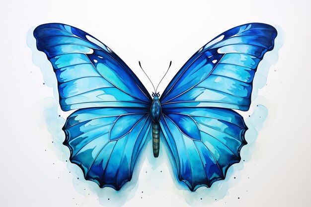 Foto acuarela de colores azul mariposa monarca fondo de la ilustración