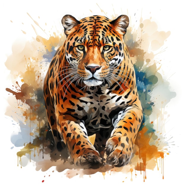 Acuarela colorido Jaguar Ilustración generativa Ai