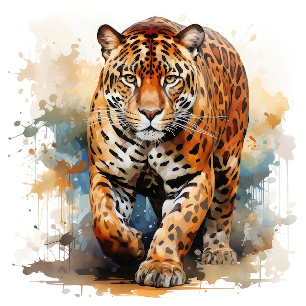 Acuarela colorido Jaguar Ilustración generativa Ai